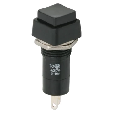 Nyomógombos kapcsoló, 1 áramkör, 1 A - 250 V, OFF - ON, fekete 09024FK GLOBIZ