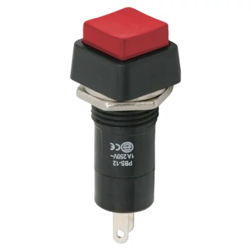 Nyomógombos kapcsoló, 1 áramkör, 1 A - 250 V, OFF - ON, piros 09024PI GLOBIZ