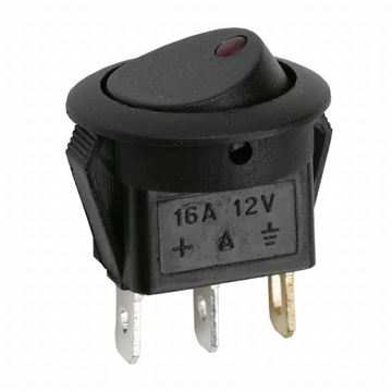 Billenő kapcsoló, 1 áramkör, 16 A - 12 V DC, OFF - ON, piros LED-del GLOBIZ