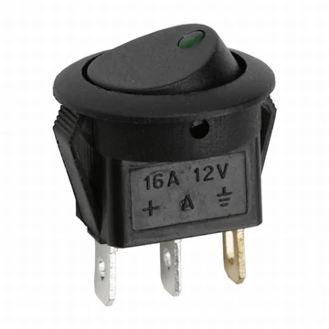 Billenő kapcsoló, 1 áramkör, 16 A - 12 V DC, OFF - ON, zöld LED-del 09042ZOGLOBIZ