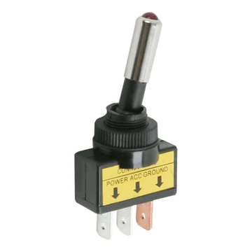 Karos kapcsoló, 1 áramkör, 20 A - 12 V DC, OFF - ON, piros LED-del, 09058PI GLOBIZ