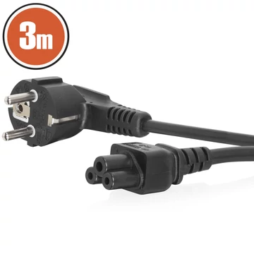 Hálózati tápkábel notebook-hoz IEC C5 aljzat - 90º-os CEE 7/7 dugó 20162