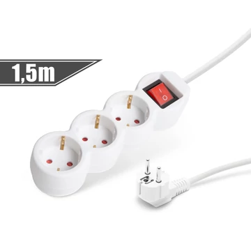 3-as elosztó<br>kapcsolóval<br>250 V • 10 / 16 A<br>1,5 m 20221 Delight