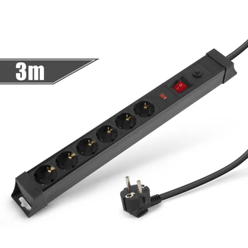 6-os elosztó túlfesz. és túláram elleni védelemmel<br>230 V • 16 A • 3 m 20249 Delight