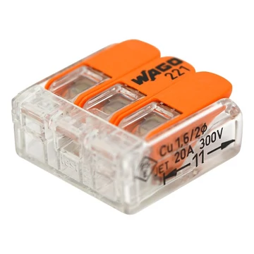 Wago 3-as oldható vezeték összekötő max. 4 mm2 221-413