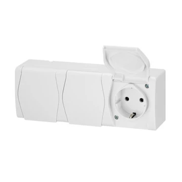 HERMES 3x2p+f hármas dugalj teli fehér  fedéllel IP44