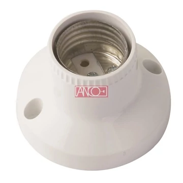 Oldalfali/mennyezeti E27 egyenes fehér talpas foglalat 321730 ANCO