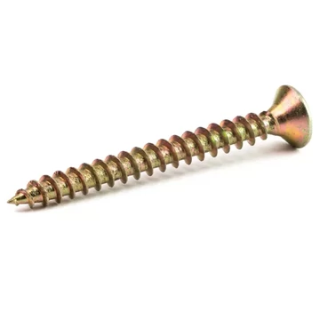 Süllyesztett fejű forgácslapcsavar, tövigmenetes, PZ, sárgára passz., 3,5x45