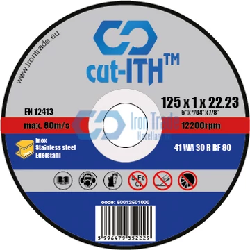 cut-ITH vágókorong, Inox, alak 41, WA30RBF, 125x1,0x22