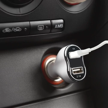 Autós szivargyújtó adapter - 2 x USB, feszültségmérővel és árammérővel - fehér 	 55054WH   M.N.C.