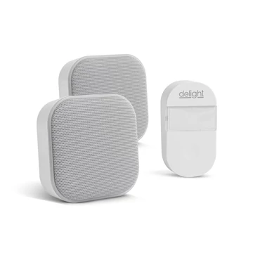 2 az 1-ben vezetéknélküli csengő és éjjelifény - Kinetic - dupla vevőegységgel - fehér Delight 55347WH-2