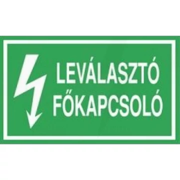 Öntapadó matrica 60x100mm LEVÁLASZTÓ FŐKAPCSOLÓ