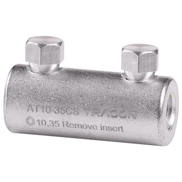 Szakadófejes csavaros alumínium toldóhüvely 10-35mm2, 2xM10 AT10-35CS