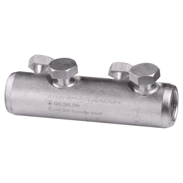 Szakadófejes csavaros alumínium toldóhüvely 120-300mm2, 4xM22 AT120-300CS