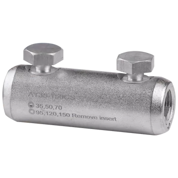 Szakadófejes csavaros alumínium toldóhüvely 35-150mm2, 2xM17 AT35-150CS