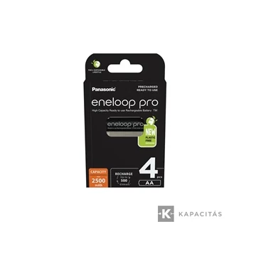 eneloop pro BK-3HCDE/4BE AA/ceruza 2500mAh Ni-MH akkumulátor 4db/csomag; az ár 1db -ra értendő                