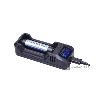 KeepPower LCD akku töltő Li-ion 14500/16340/CR123/18650/26650 cellákhoz CHARGERL1                             