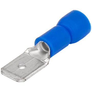 Szigetelt rátolható csatlakozó csap, sárgaréz, kék KCS6