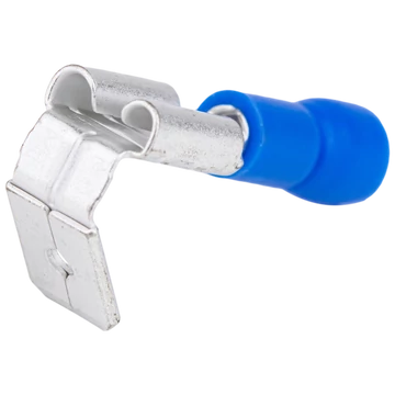 Szigetelt rátolható csatlakozó csap+hüvely, sárgaréz, kék KCSE