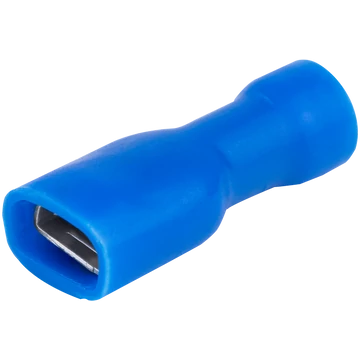 Teljes szigetelésű rátolható csatl. hüvely, sárgaréz, kék KTCSH3