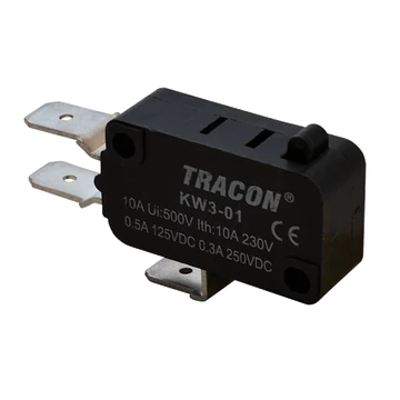 Helyzetkapcsoló, mikro, ütközős 1×CO 10A/230VAC, 0,3A/250VDC, 6,3x0,8 mm, IP00 KW3-01