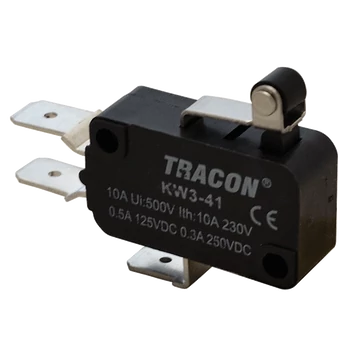 Helyzetkapcsoló, mikro, karos-görgős 1×CO 10A/230VAC, 0,3A/250VDC, 15mm, 6,3x0,8 mm, IP00 KW3-41