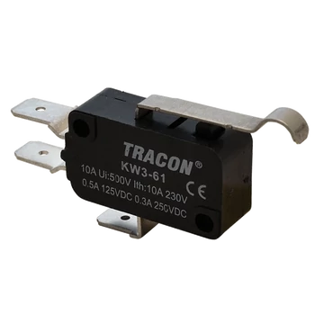 Helyzetkapcsoló, mikro, íves-rugószár 1×CO 10A/230VAC, 0,3A/250VDC, 28mm, 6,3x0,8 mm, IP00 KW3-61