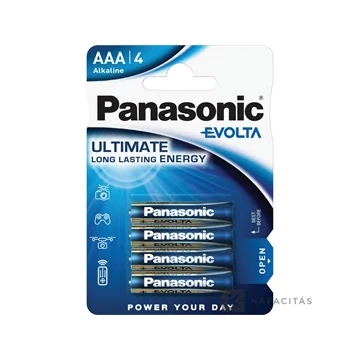 Panasonic EVOLTA LR03EGE/4BP 1.5V AAA/mikro szupertartós alkáli elem 4 db/csomag; az ár 1db -ra értendő       