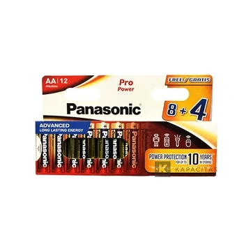 Panasonic LR6PPG/12HH 8+4F SMART 1.5V AA/ceruza tartós alkáli elem 12 db/csomag; az ár 1db -ra értendő        