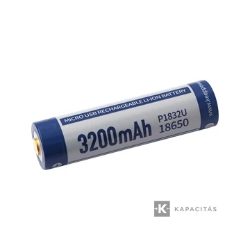 KeepPower 18650 3.7V 3200mAh védett Li-ion akkumulátor USB; 2db/csomag ; az ár 1db -ra értendő                