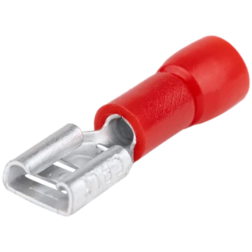 Szigetelt rátolható csatlakozó hüvely, sárgaréz, piros PCSH3