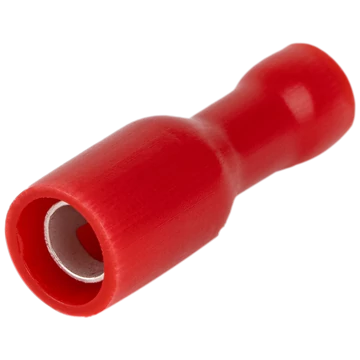 Szigetelt hengeres csatlakozó aljzat, elektrolitréz, piros 1,5mm2, (d1=1,8mm, d2=4mm), PVC PHA4