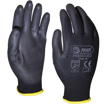 Poliuterán tenyérmártott szerelőkesztyű fekete PU Rock PN8003 ECO  10-es