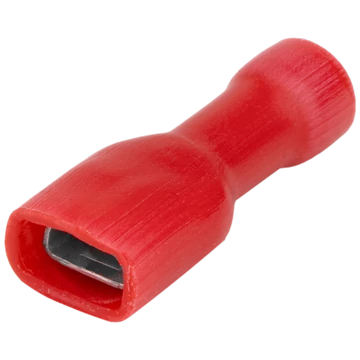 Teljes szigetelésű rátolható csatl. hüvely, sárgaréz, piros PTCSH5