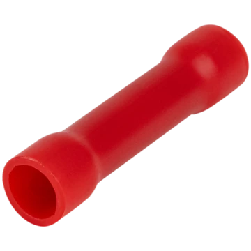 Szigetelt toldóhüvely, ónozott elektrolitréz, piros 1,5mm2, (L=25mm, d1=2,1mm), PVC PTH