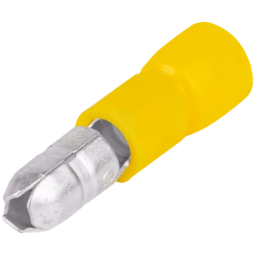Szigetelt hengeres csatlakozó dugó, elektrolitréz, sárga 6mm2, (d1=3,5mm, d2=5mm), PVC SH4