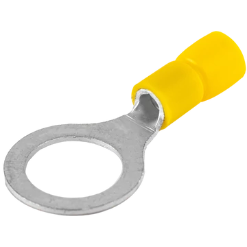 Szigetelt szemes saru, ónozott elektrolitréz, sárga 6mm2, M10, (d1=3,4mm, d2=10,5mm), PVC SSZ10