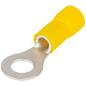 Szigetelt szemes saru, ónozott elektrolitréz, sárga 6mm2, M6, (d1=3,4mm, d2=6,4mm), PVC SSZ6