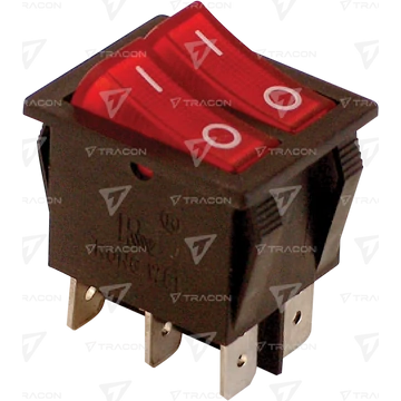 Készülékkapcsoló, BE-KI, 2-áramkör, piros, 0-I felirattal TES-43  TRACON