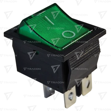 Készülékkapcsoló, BE-KI, 2P, világító, zöld, 0-I felirattal TES-44  TRACON