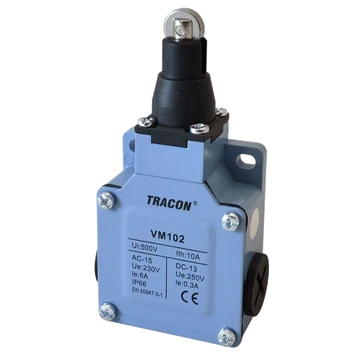 Helyzetkapcsoló, görgős fémházas 1xNO+1xNC, 6A/230V AC-15, 0,3A/250V DC-13, IP66 VM102