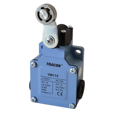 Helyzetkapcsoló, lengőkar-görgő fémházas 1xNO+1xNC, 6A/230V AC-15, 0,3A/250V DC-13, IP66 VM115