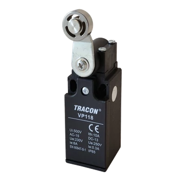 Helyzetkapcsoló, lengőkar-görgő 1xNO+1xNC, 6A/230V AC-15, 0,3A/250V DC-13, 28mm, IP65 VP118