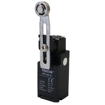 Helyzetkapcsoló, lengőkar-görgő, tömszelencével 1xNO+1xNC, 6A/230V AC-15, 0,3A/250V DC-13, 30-60mm, IP65 VP145-S