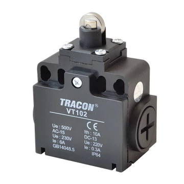 Helyzetkapcsoló, görgős 1xNO+1xNC, 6A/230V AC-15, 0,3A/250V DC-13, IP65 VT102