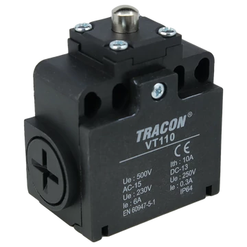 Helyzetkapcsoló, kúpos-ütközős 1xNO+1xNC, 6A/230V AC-15, 0,3A/250V DC-13, IP65 VT110