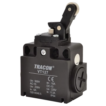 Helyzetkapcsoló, nyomógörgős 1xNO+1xNC, 6A/230V AC-15, 0,3A/250V DC-13, IP65 VT127