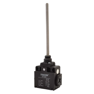 Helyzetkapcsoló, rugószáras (acél) 1xNO+1xNC, 6A/230V AC-15, 0,3A/250V DC-13, IP65 VT181