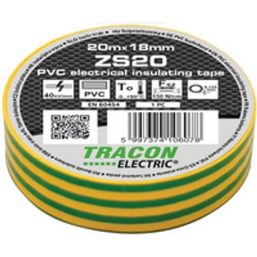 Tracon szigetelőszalag zöld-sárga ZS20
