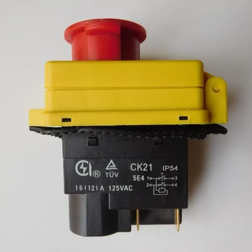 Relés biztonsági kapcsoló, csavarozható, gombafejű reteszeléssel sárga kerettel IP54 CK21 4pin 250V 16(12)A 04952